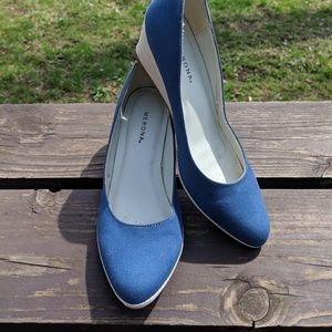 Merona Blue And White Wedge Heels